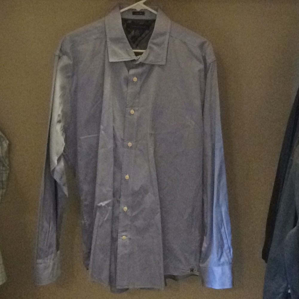 Light blue border line grey dress shirt